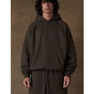 Fear of God Essentials Brown Hoodie Size Medium Logo Pullover